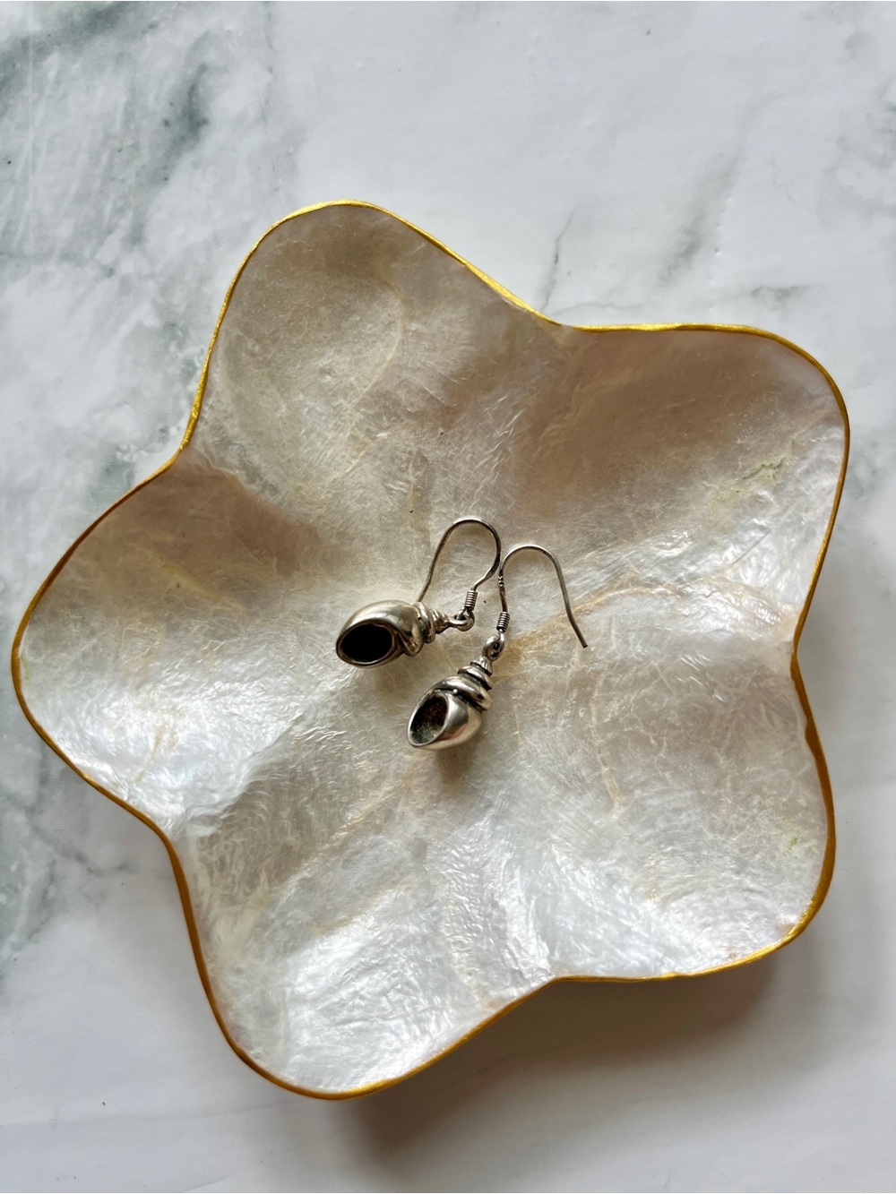 Sterling Silver Seashell Dangle Earrings - Silver